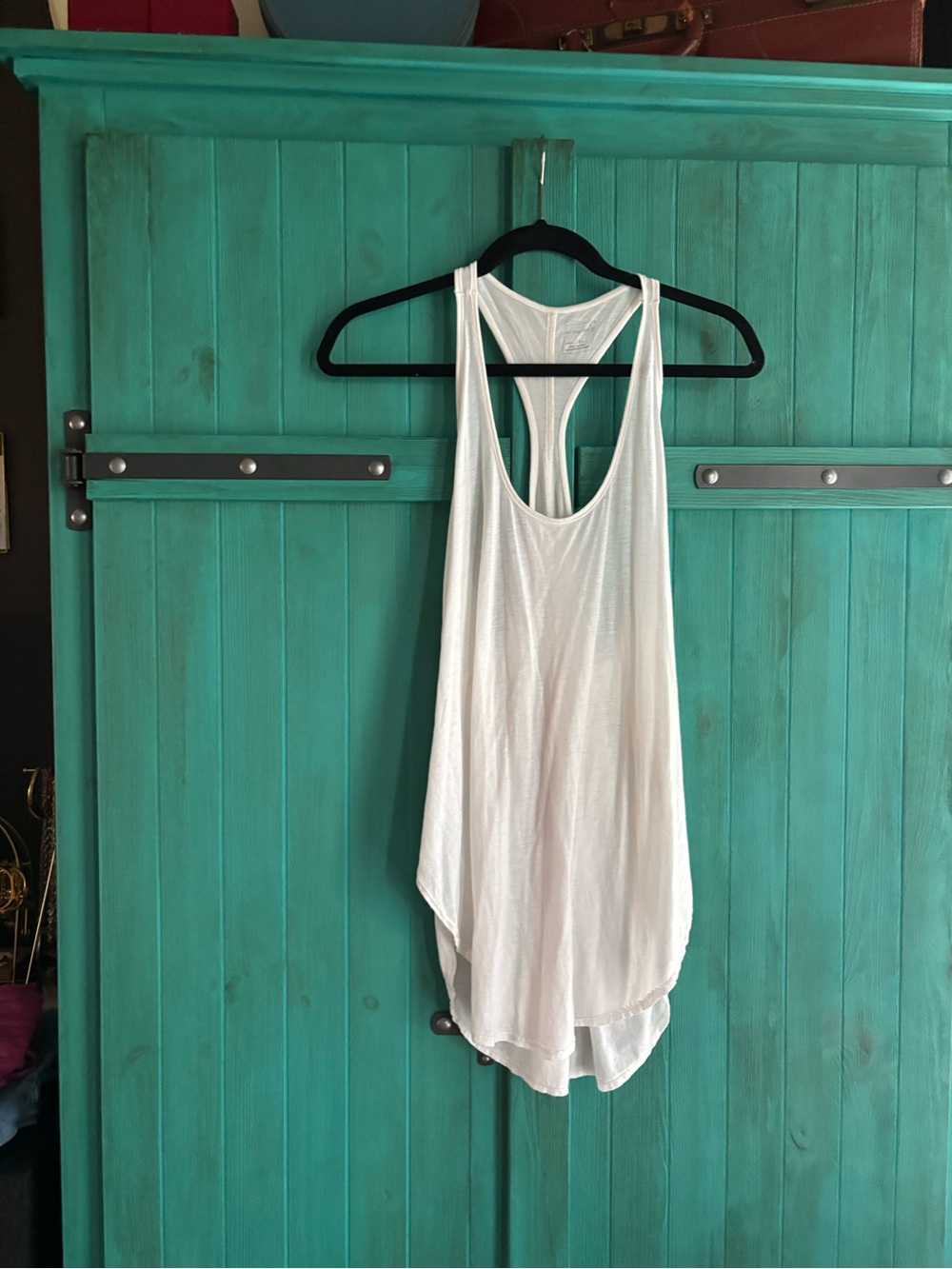 Free People White Racerback High-Low Tank